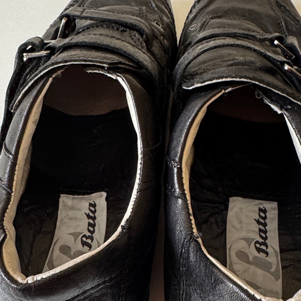 BATA Men's Black Double Adjustable Strap Leather Shoes Made in Italy - Picture 6 of 10